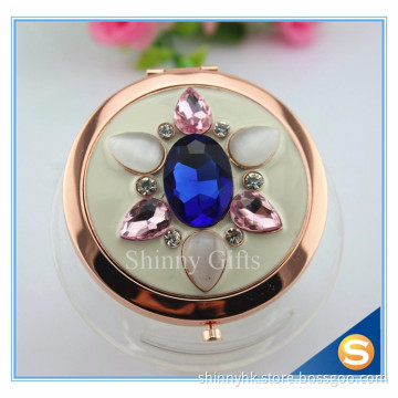 Shinny Gifts Whole Sale Rhinestone Round Shape Metal Cosmetic Mirror